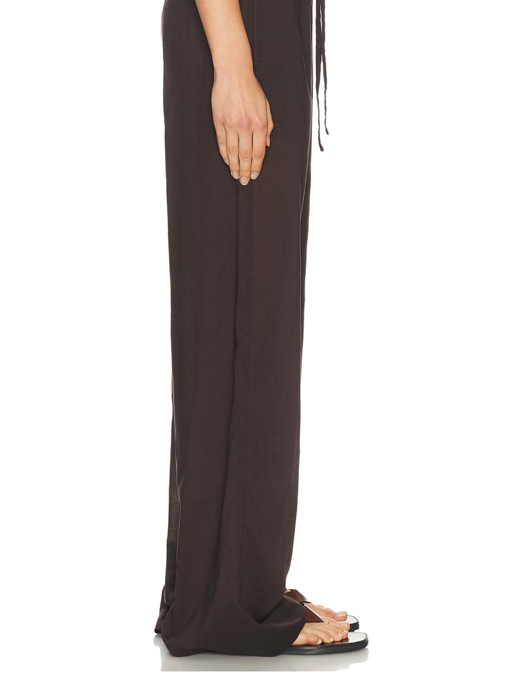 Eterne Lightweight Wide-Leg Drawstring Pants in Dark Brown - Picture 4 of 7